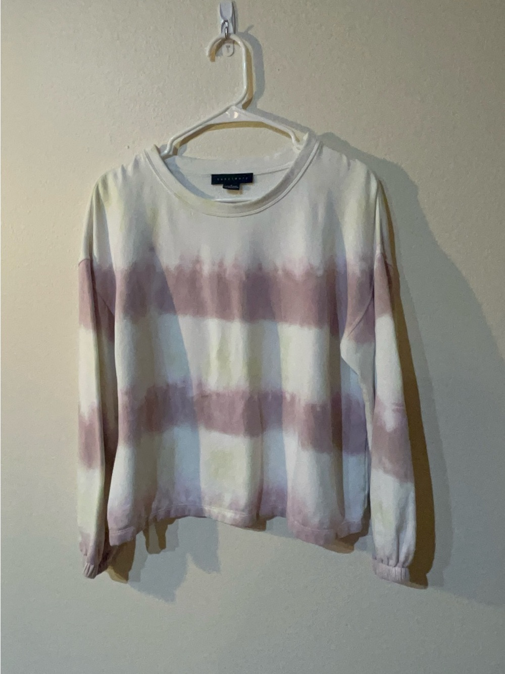Sanctuary Women's White & Mauve Tie-Dye Crewneck Sweatshirt